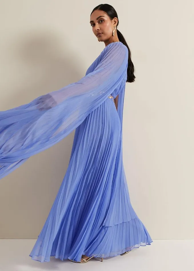 Phase Eight Petite Marren Blue Chiffon Maxi Dress Blue Women Dresses