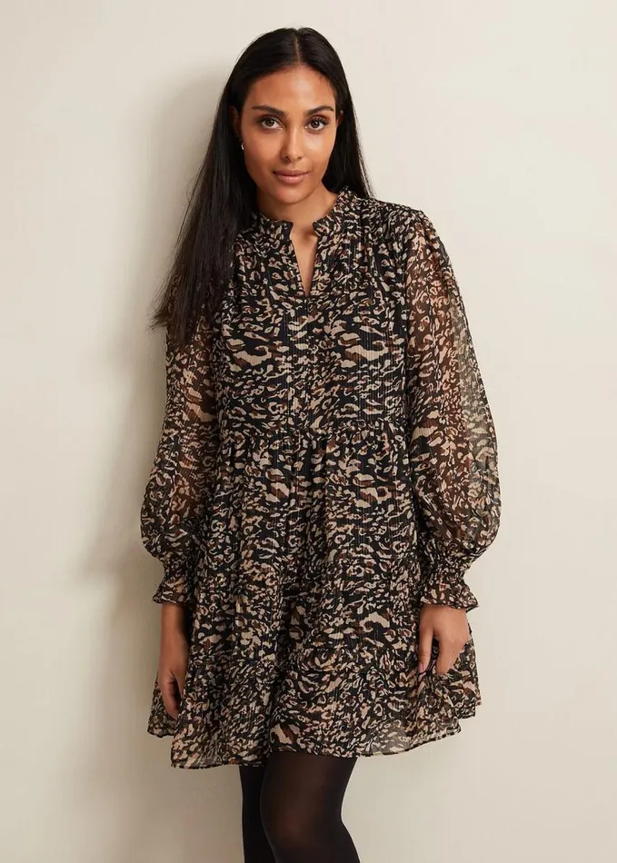 Phase Eight Petite Shreya Leopard Swing Dress Neutral Women Dresses
