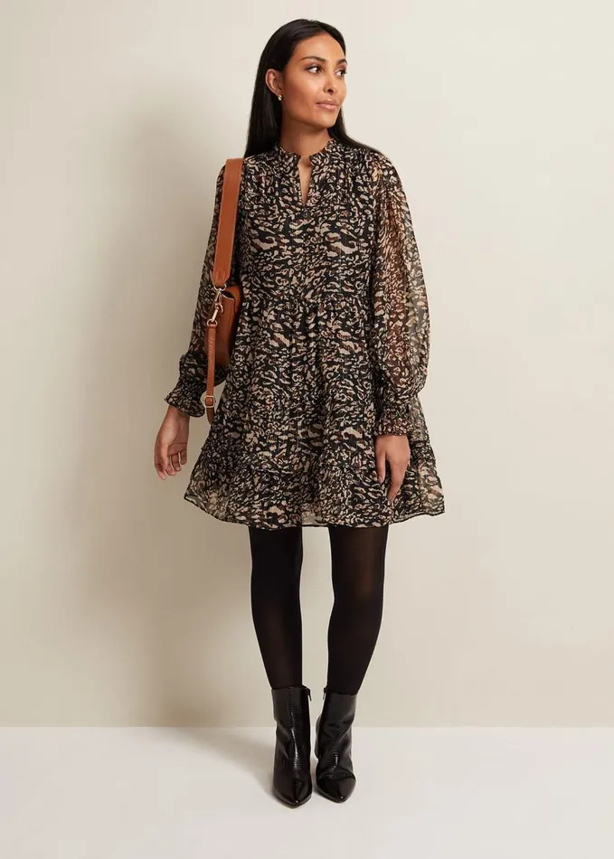 Phase Eight Petite Shreya Leopard Swing Dress Neutral Women Dresses