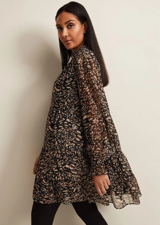 Phase Eight Petite Shreya Leopard Swing Dress Neutral Women Dresses