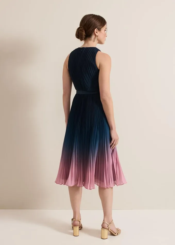 Phase Eight Petite Simara Ombre Pleat Midi Dress Multicoloured Women Petite Dresses