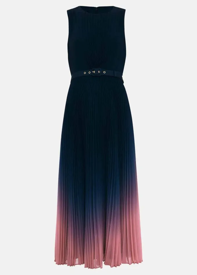Phase Eight Petite Simara Ombre Pleat Midi Dress Multicoloured Women Petite Dresses