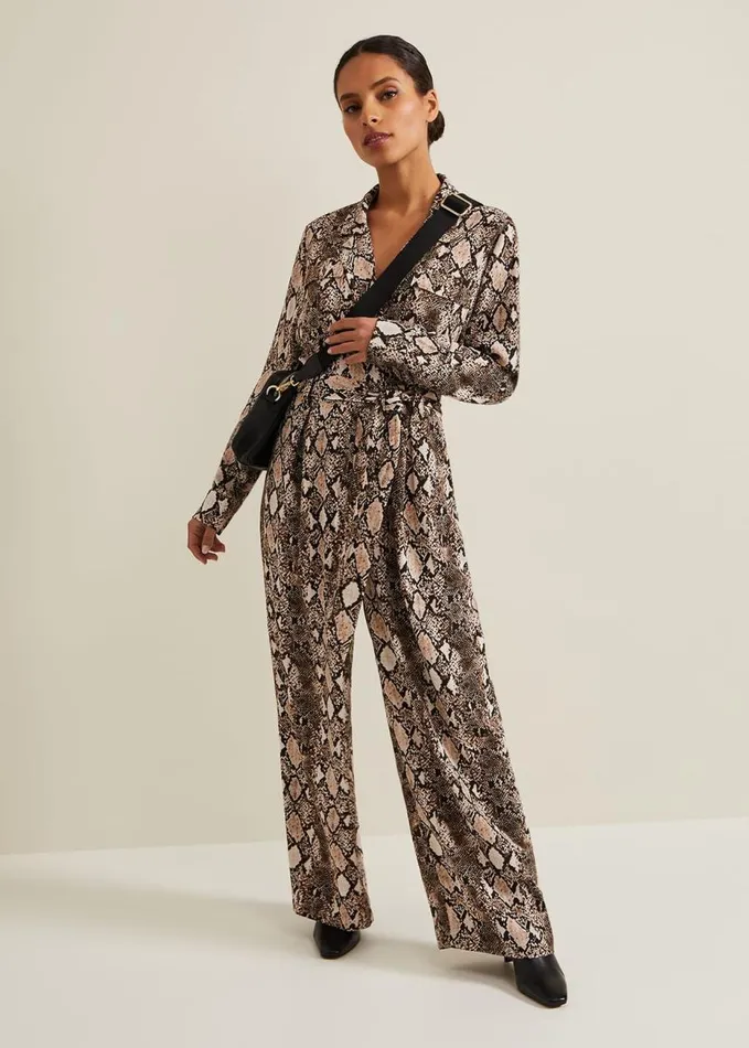 Phase Eight Petite Snake Constance Jumpsuit Brown Women Dresses