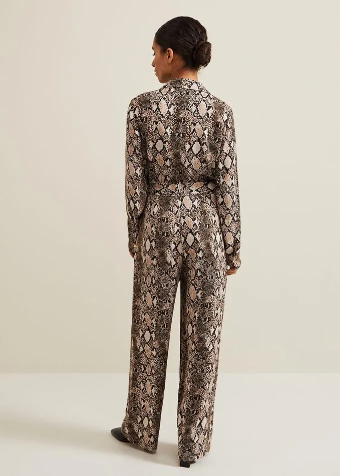 Phase Eight Petite Snake Constance Jumpsuit Brown Women Dresses