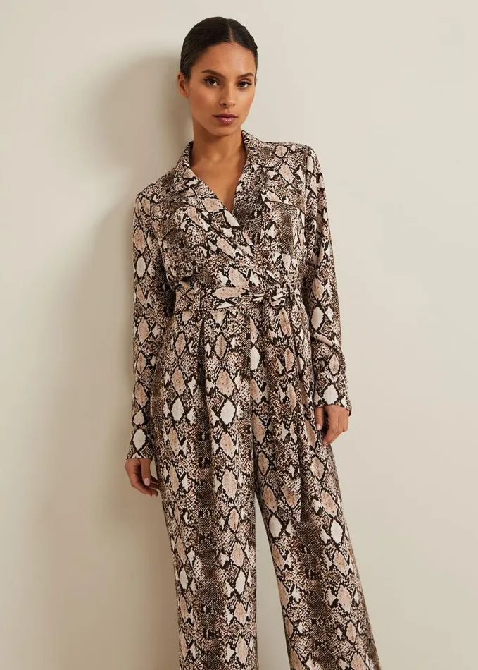 Phase Eight Petite Snake Constance Jumpsuit Brown Women Dresses