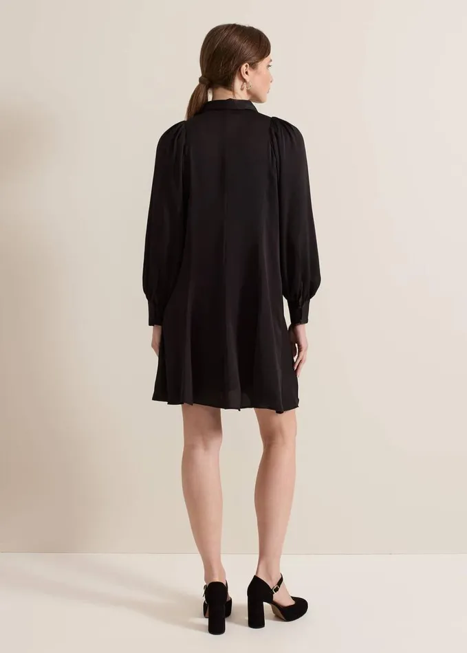 Phase Eight Petite Tila Black Satin Shirt Dress Black Women Dresses