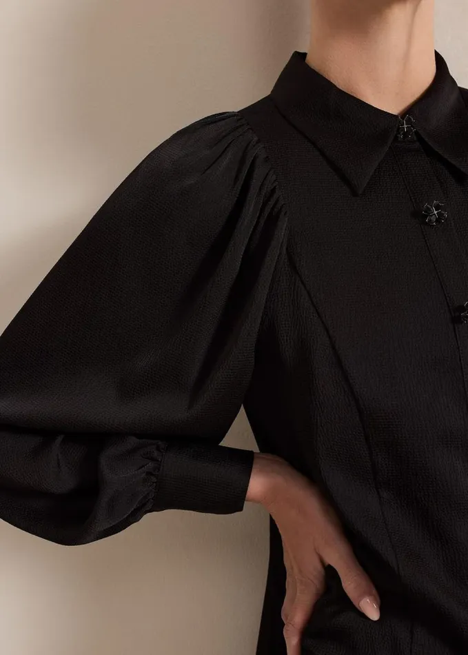 Phase Eight Petite Tila Black Satin Shirt Dress Black Women Dresses