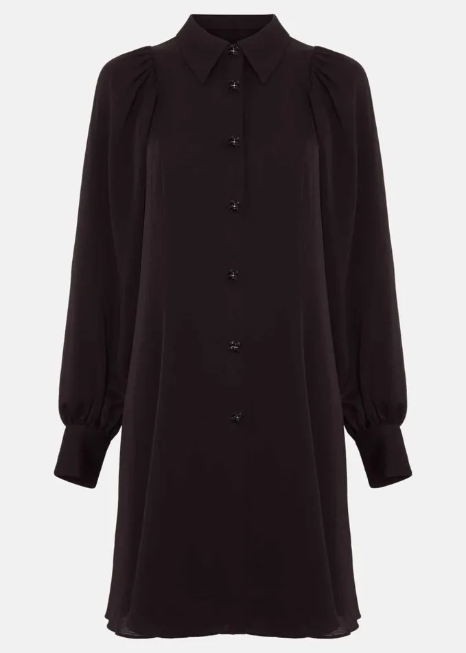 Phase Eight Petite Tila Black Satin Shirt Dress Black Women Dresses