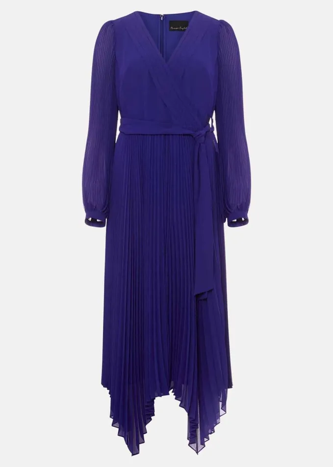 Phase Eight Petra Blue Pleated Midi Dress Cobalt Women Dresses