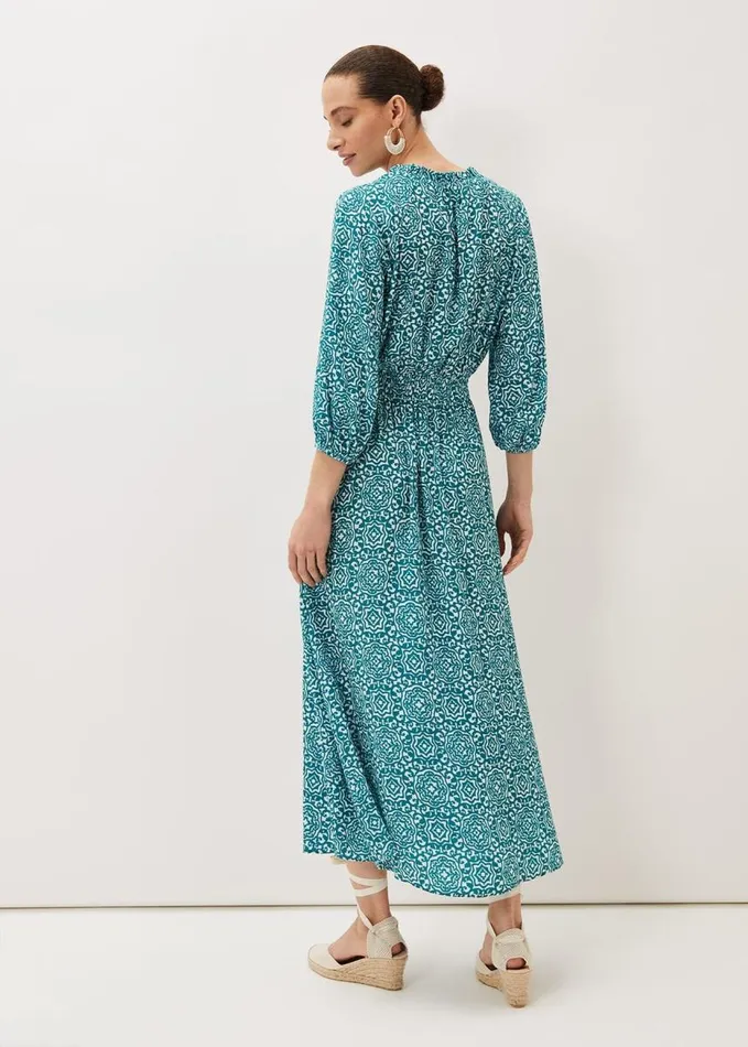Phase Eight Phillipa Tile Print Midaxi Dress Tealivory Women Dresses