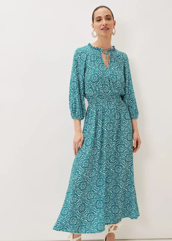Phase Eight Phillipa Tile Print Midaxi Dress Tealivory Women Dresses
