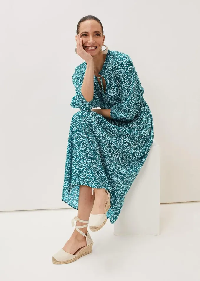 Phase Eight Phillipa Tile Print Midaxi Dress Tealivory Women Dresses