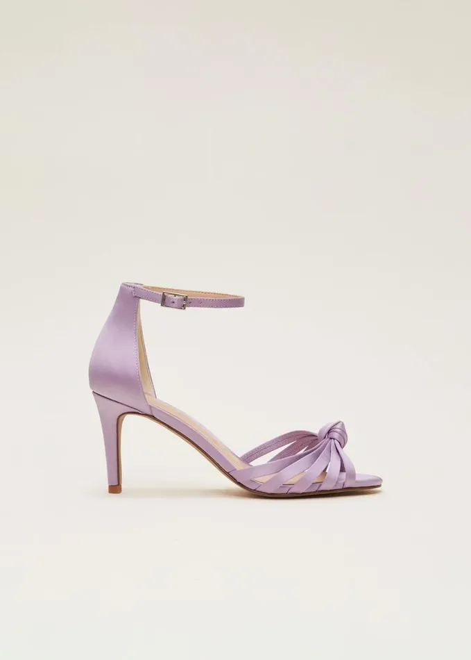 Phase Eight Purple Satin Open Toe Heels Lilac Women Occasion Shoes