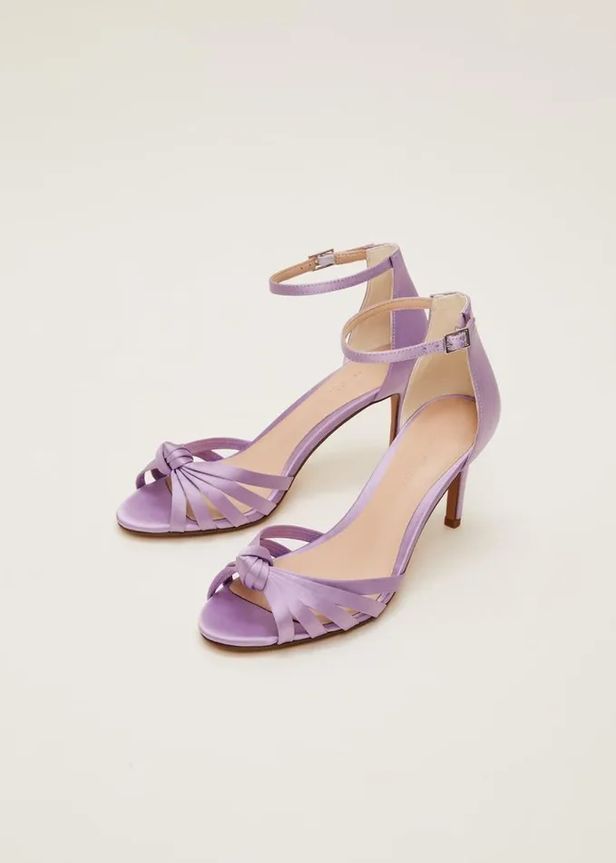 Phase Eight Purple Satin Open Toe Heels Lilac Women Occasion Shoes