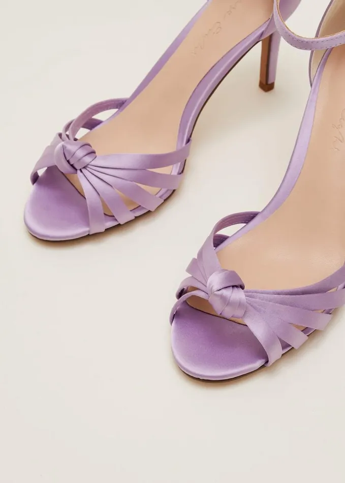 Phase Eight Purple Satin Open Toe Heels Lilac Women Occasion Shoes
