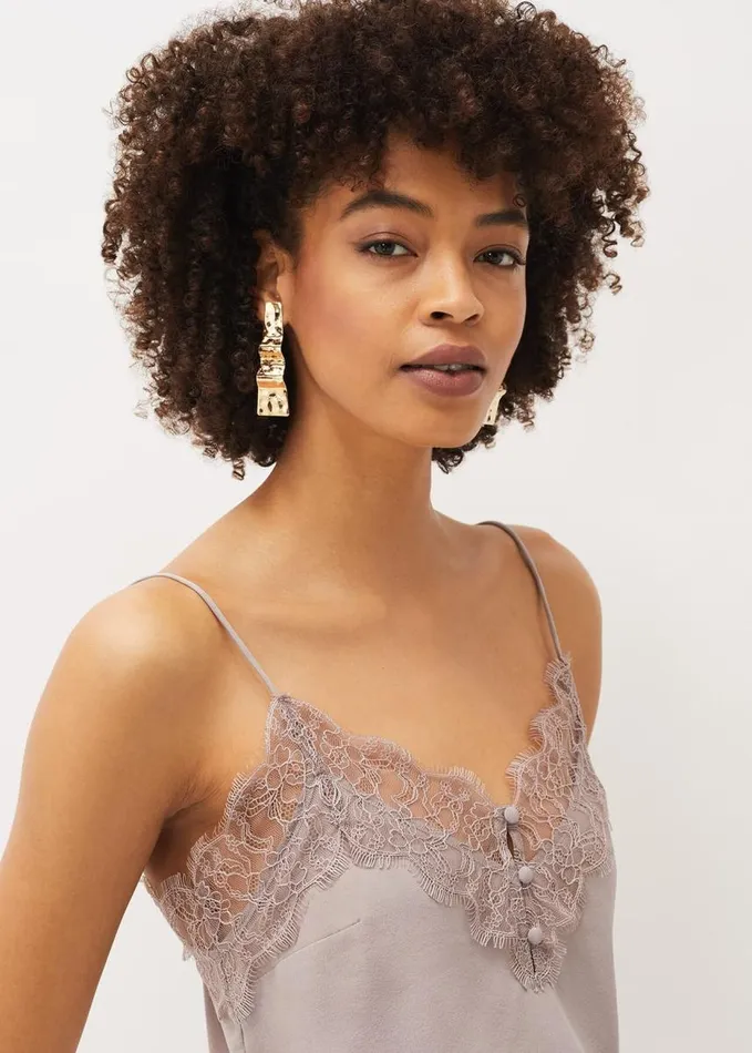 Phase Eight Rachael Silk Lace Trim Camisole Latte Women Shirts and Blouses