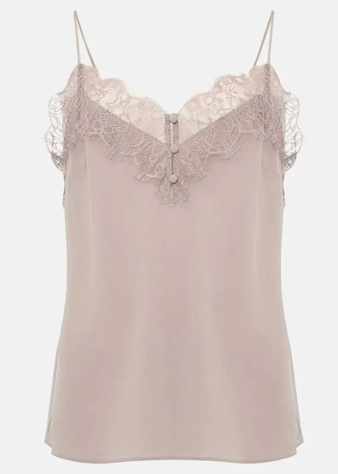 Phase Eight Rachael Silk Lace Trim Camisole Latte Women Shirts and Blouses