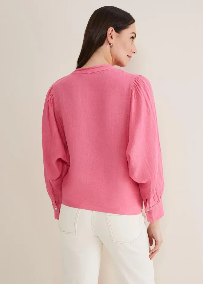 Phase Eight Raelynn Tie Front Linen Blouse Pink Women Shirts and Blouses