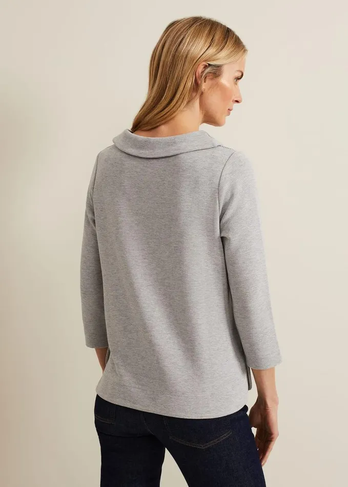 Phase Eight Remy Textured Cowl Neck Top Grey Women Tops and TShirts