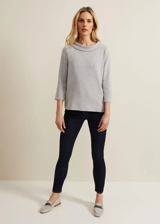 Phase Eight Remy Textured Cowl Neck Top Grey Women Tops and TShirts