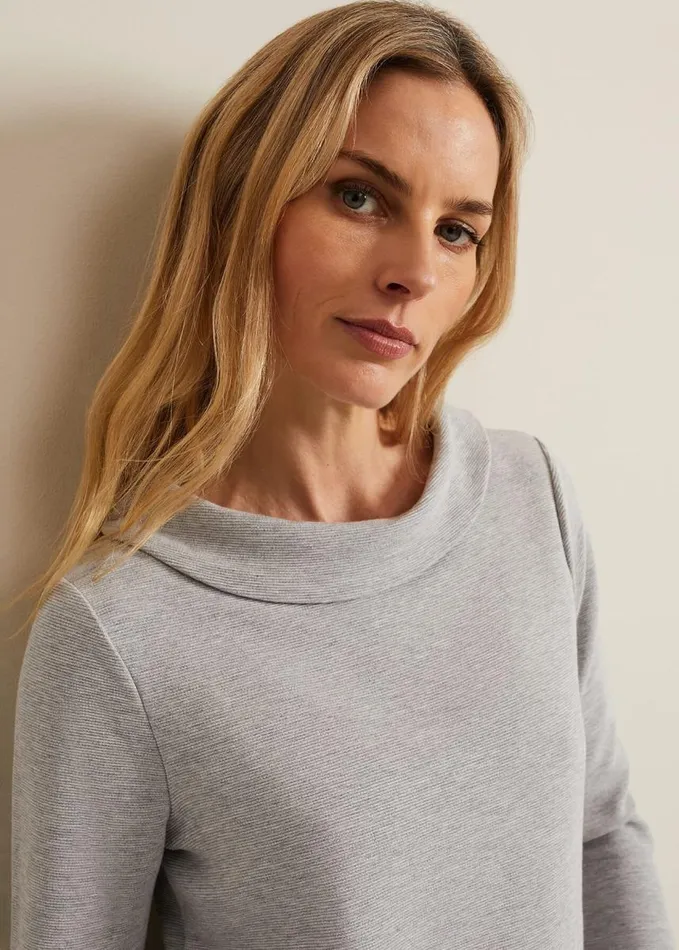 Phase Eight Remy Textured Cowl Neck Top Grey Women Tops and TShirts