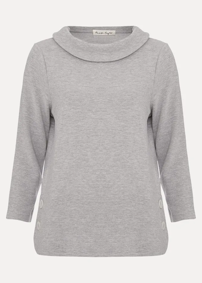 Phase Eight Remy Textured Cowl Neck Top Grey Women Tops and TShirts