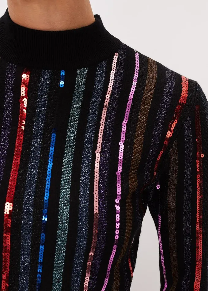 Phase Eight Rhonwen Sequin Stripe Dress Black Multi Women Dresses
