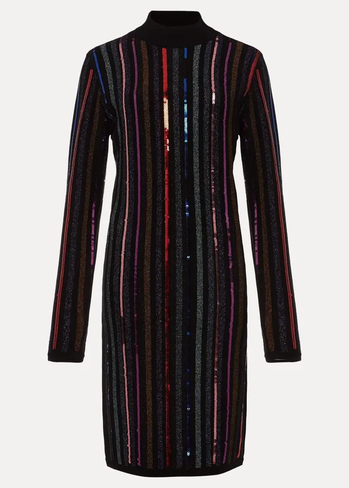 Phase Eight Rhonwen Sequin Stripe Dress Black Multi Women Dresses
