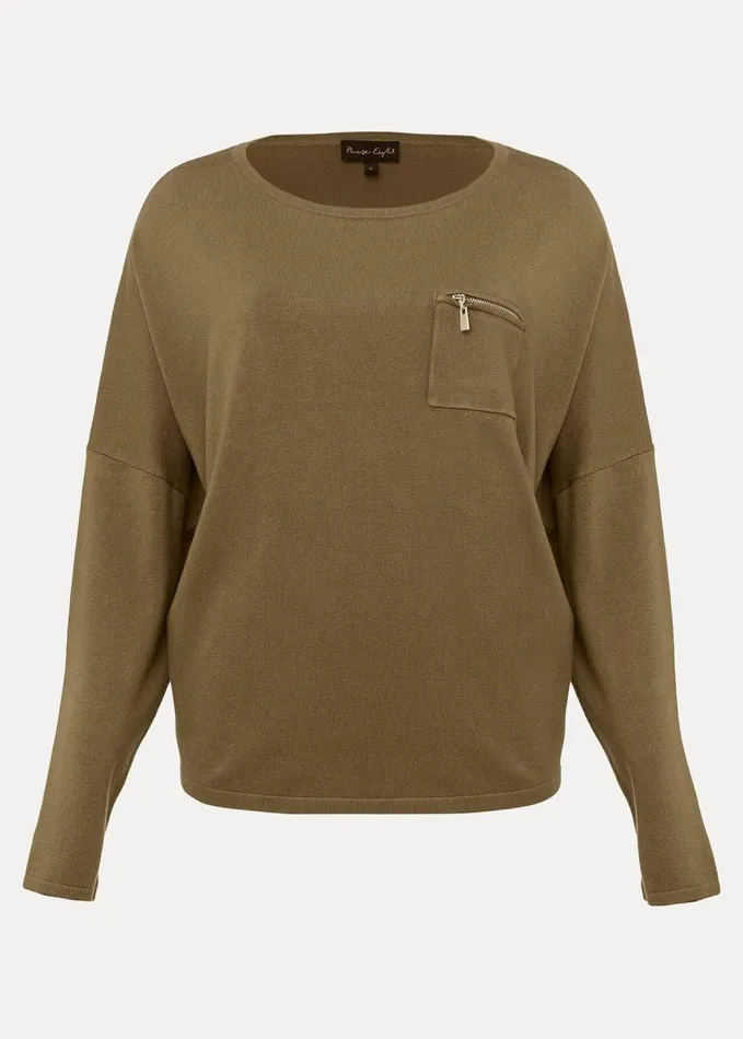 Phase Eight Rose Pocket Trim Knit Olive Women Knitwear