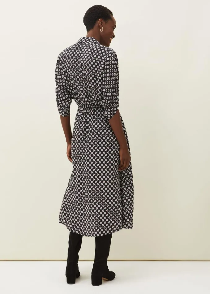 Phase Eight Ryleigh Geometric Print Midi Dress Blackraspberry Women Dresses