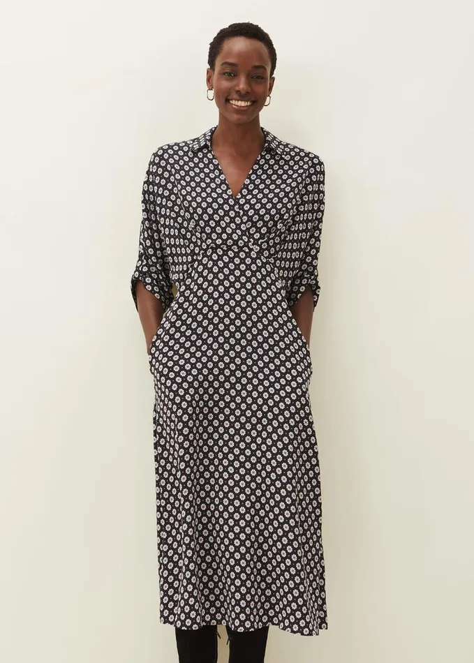 Phase Eight Ryleigh Geometric Print Midi Dress Blackraspberry Women Dresses