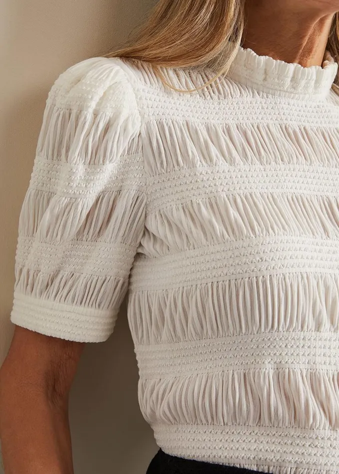 Phase Eight Samiha Textured Top Ivory Women Tops and TShirts