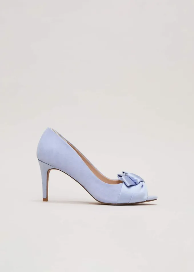 Phase Eight Satin Twist Peeptoe Shoes Pale Blue Women Occasion Shoes