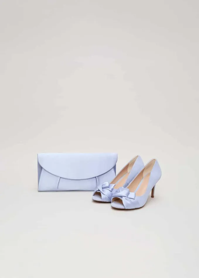 Phase Eight Satin Twist Peeptoe Shoes Pale Blue Women Occasion Shoes