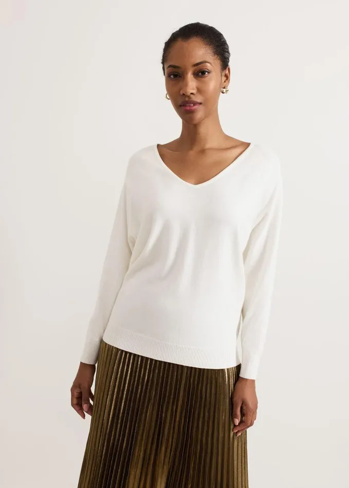 Phase Eight Senita Fine Knit Jumper Winter White Women Knitwear