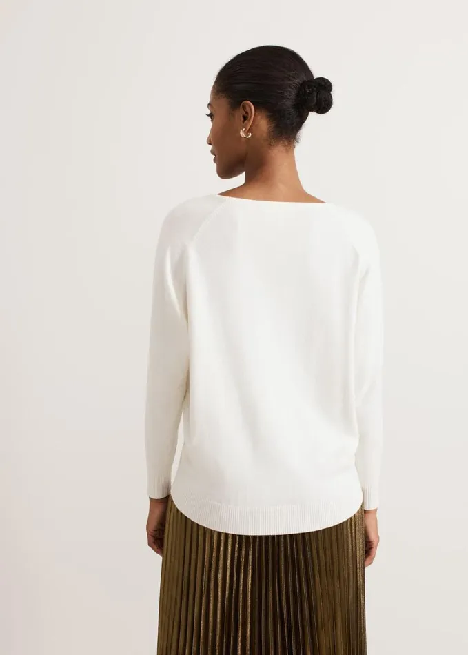 Phase Eight Senita Fine Knit Jumper Winter White Women Knitwear