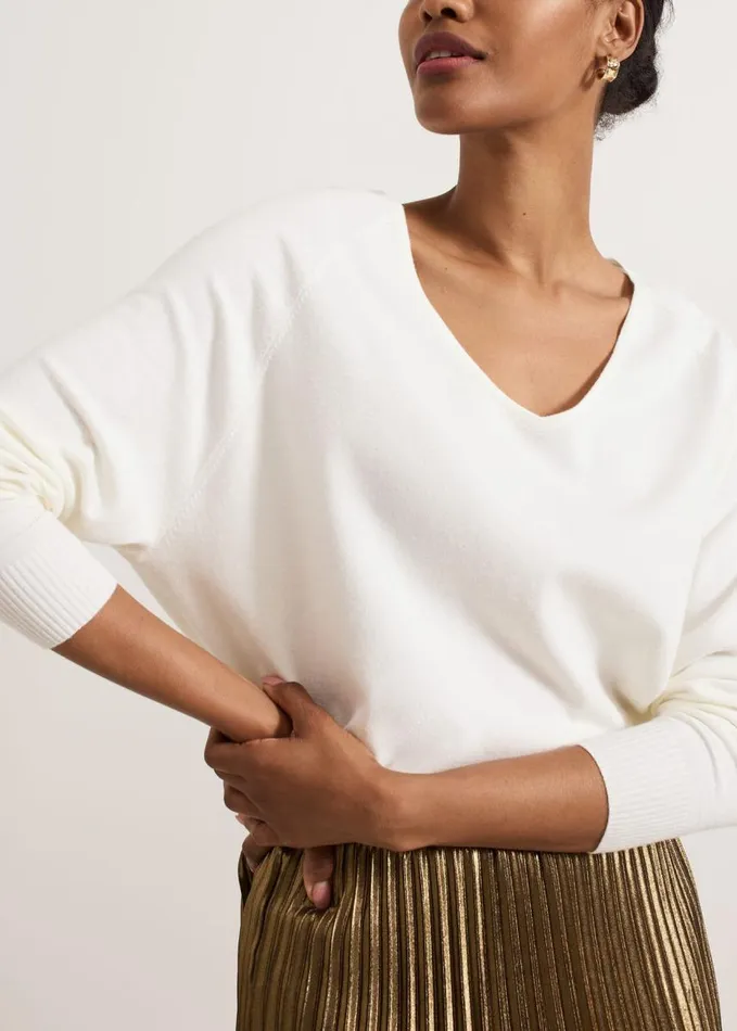Phase Eight Senita Fine Knit Jumper Winter White Women Knitwear