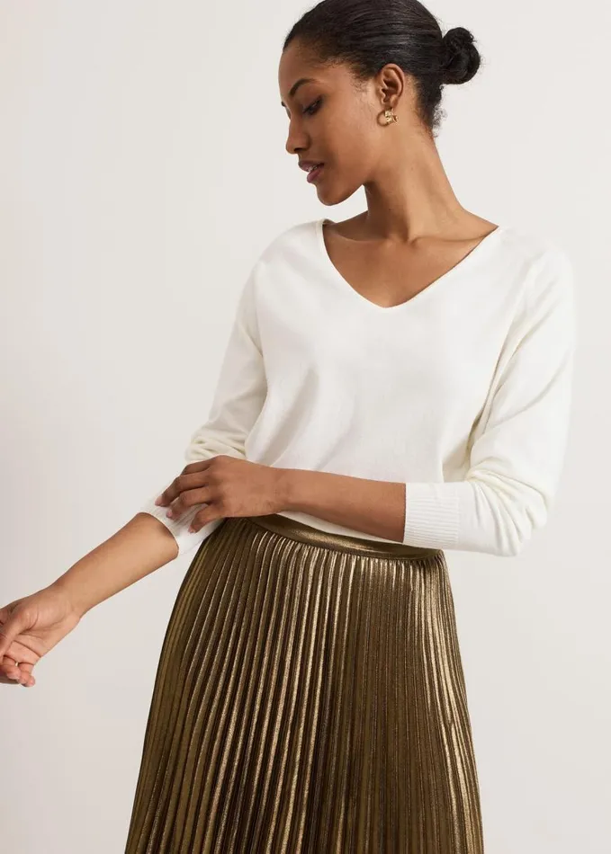 Phase Eight Senita Fine Knit Jumper Winter White Women Knitwear