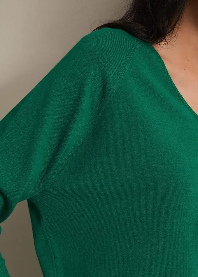 Phase Eight Senita Fine Knit VNeck Jumper Green Women Knitwear