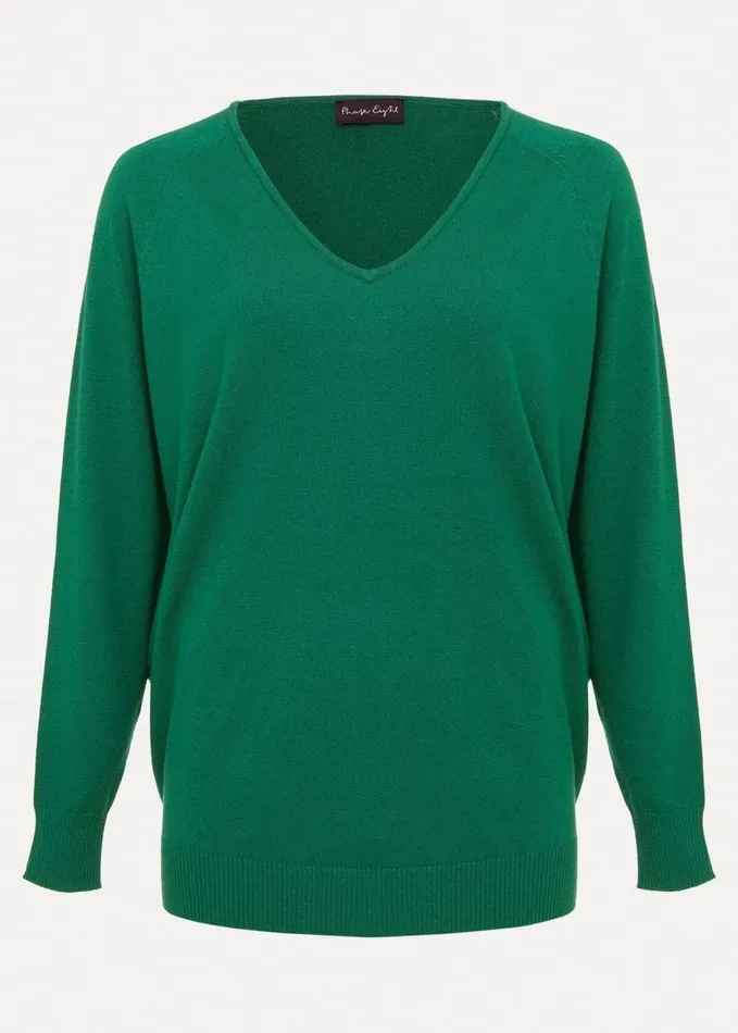 Phase Eight Senita Fine Knit VNeck Jumper Green Women Knitwear