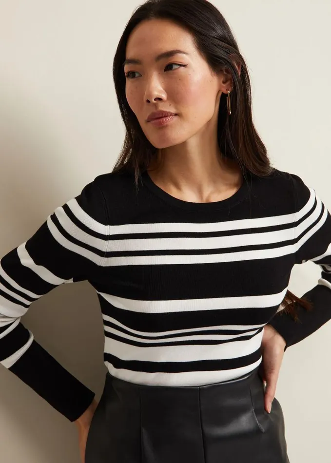 Phase Eight Serena Stripe Jumper Blackwhite Women Knitwear