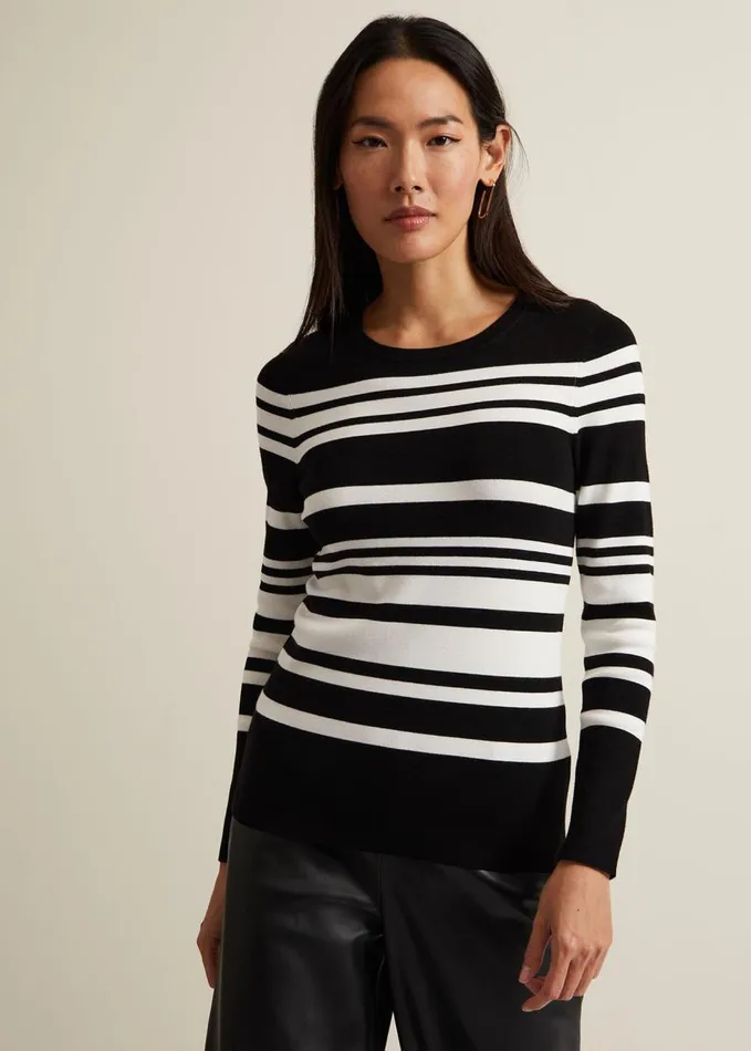 Phase Eight Serena Stripe Jumper Blackwhite Women Knitwear