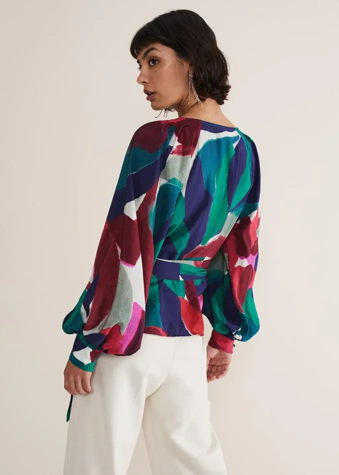 Phase Eight Shalni Abstract Floral Wrap Top Multicoloured Women Shirts and Blouses