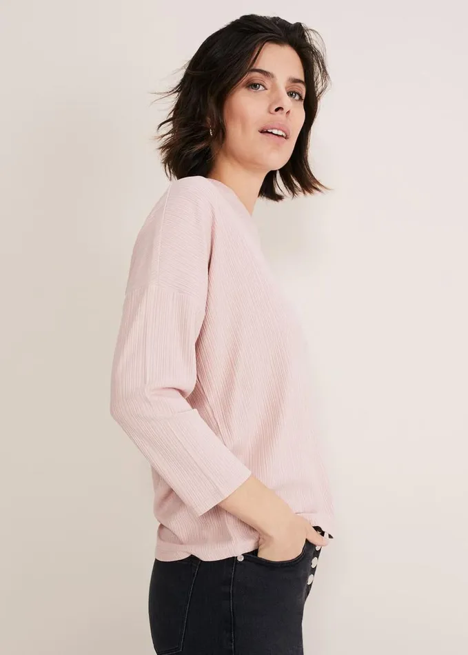 Phase Eight Shellie Textured V Neck Top Dusty Rose Women Tops and TShirts
