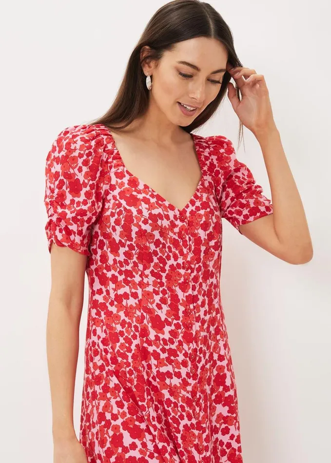 Phase Eight Sheryl Floral Tea Dress Pinkred Women Dresses