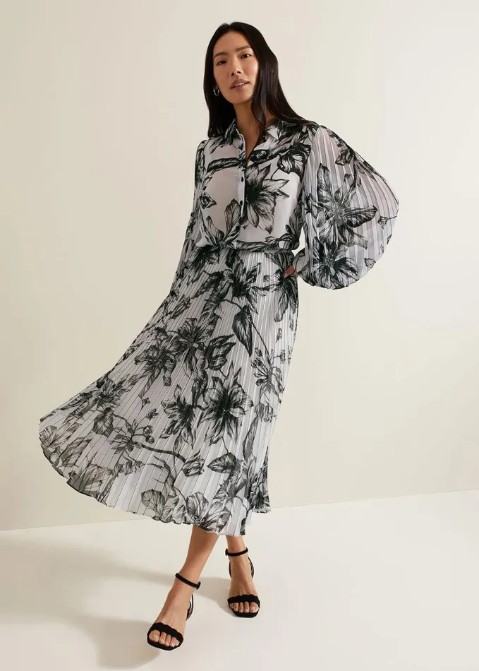Phase Eight Sienna Floral Print Skirt Blackivory Women Skirts