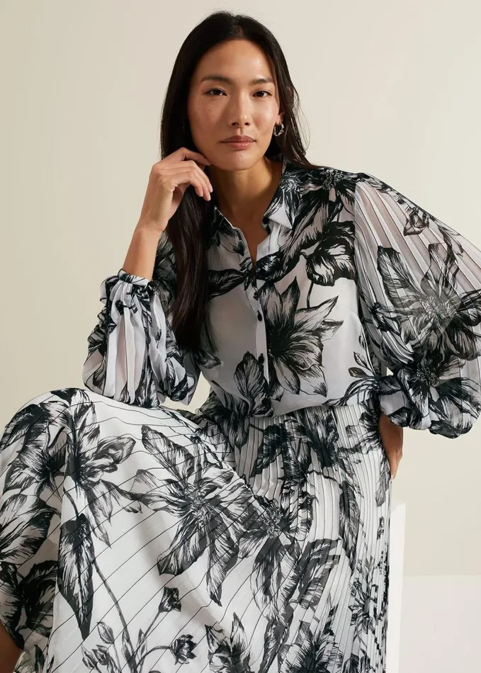 Phase Eight Sienna Floral Print Skirt Blackivory Women Skirts