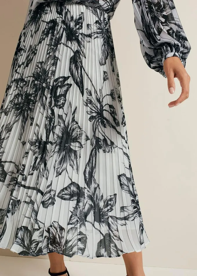Phase Eight Sienna Floral Print Skirt Blackivory Women Skirts