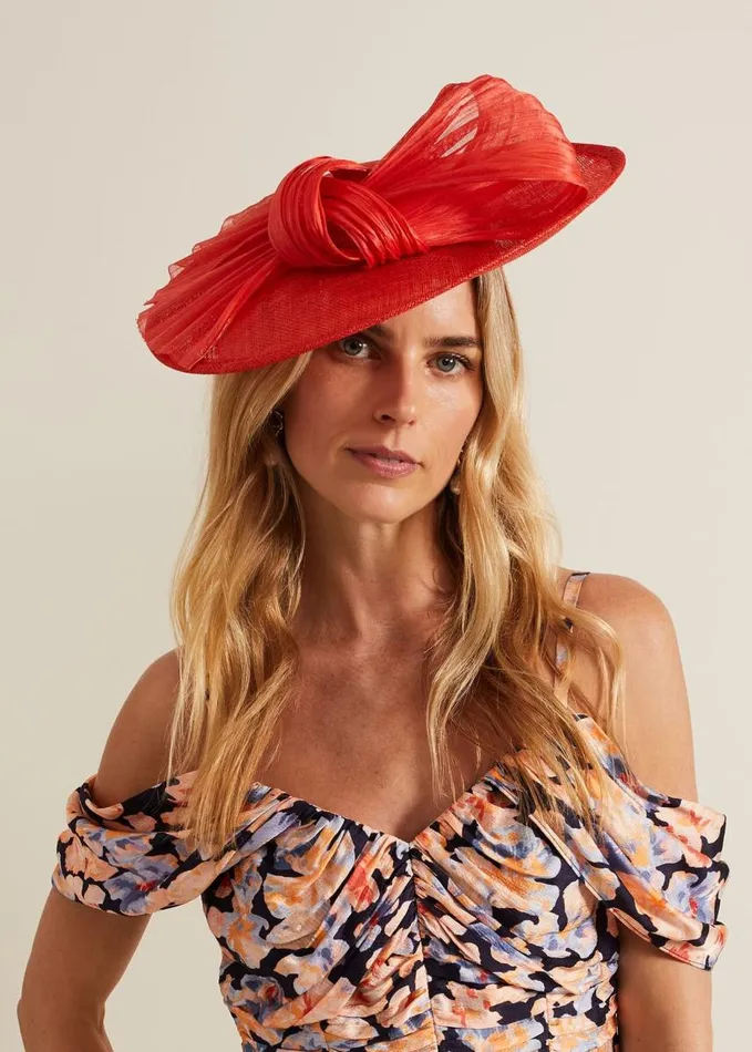 Phase Eight Silk Bow Midi Disc Fascinator Orange Women Fascinators and Hats