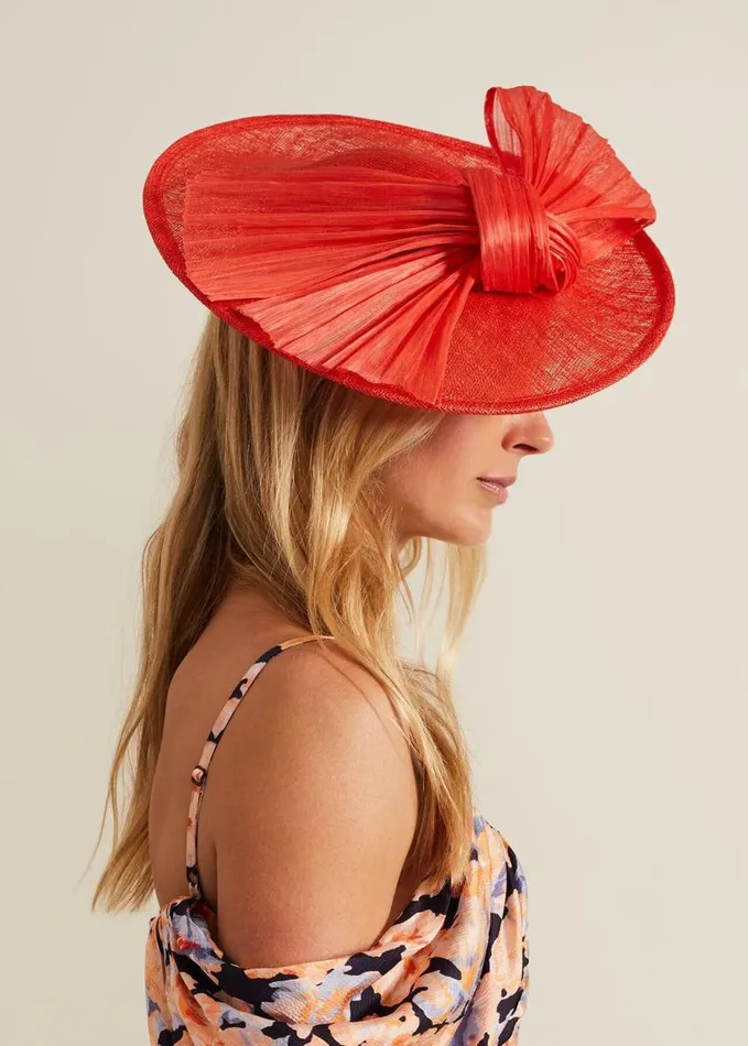 Phase Eight Silk Bow Midi Disc Fascinator Orange Women Fascinators and Hats